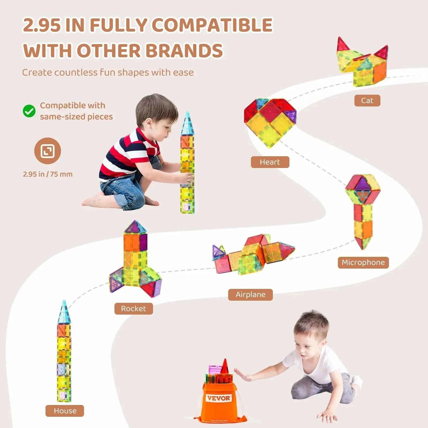 Magnetic Tiles 32PCS Montessori STEM Building Blocks for Toddlers & Kids
