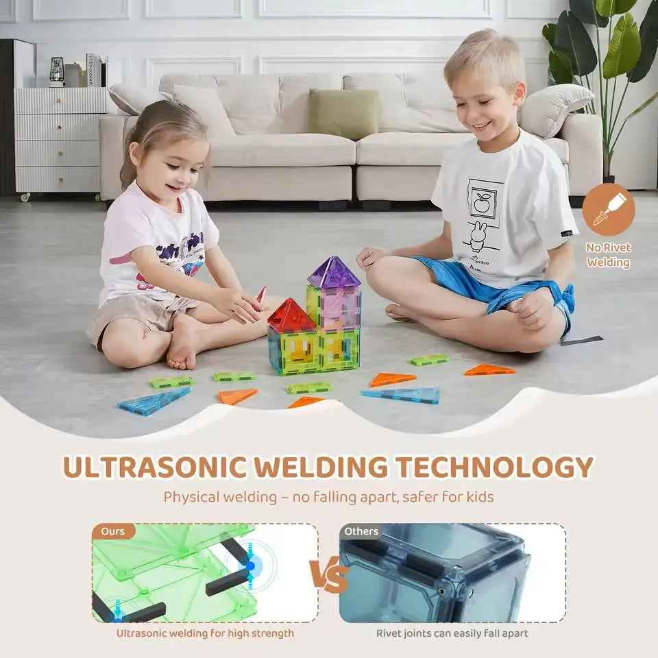 Magnetic Tiles 32PCS Montessori STEM Building Blocks for Toddlers & Kids