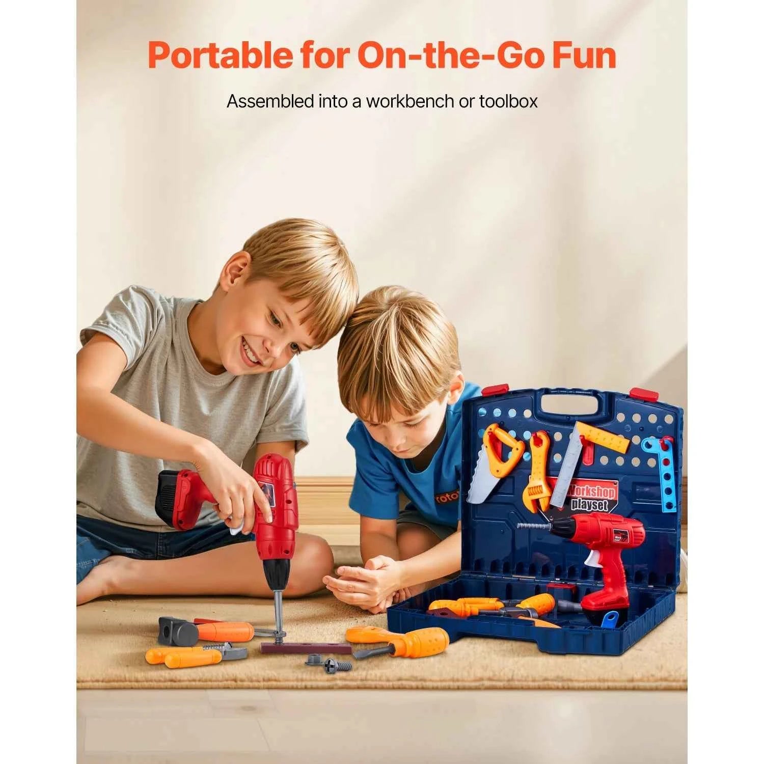 Kids Tool Bench Set 56PCS  – Montessori Pretend Play Construction Toys