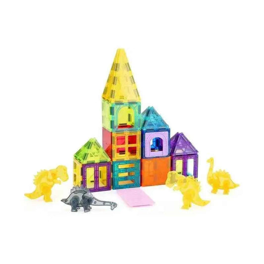 Magnetic Tile Dino Set 56PCS  – Includes 4 Dinosaurs & Travel Bag