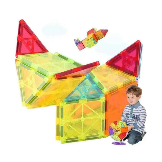 Magnetic Tiles Construction Set 180PCS  – Montessori STEM Building Toy for Kids