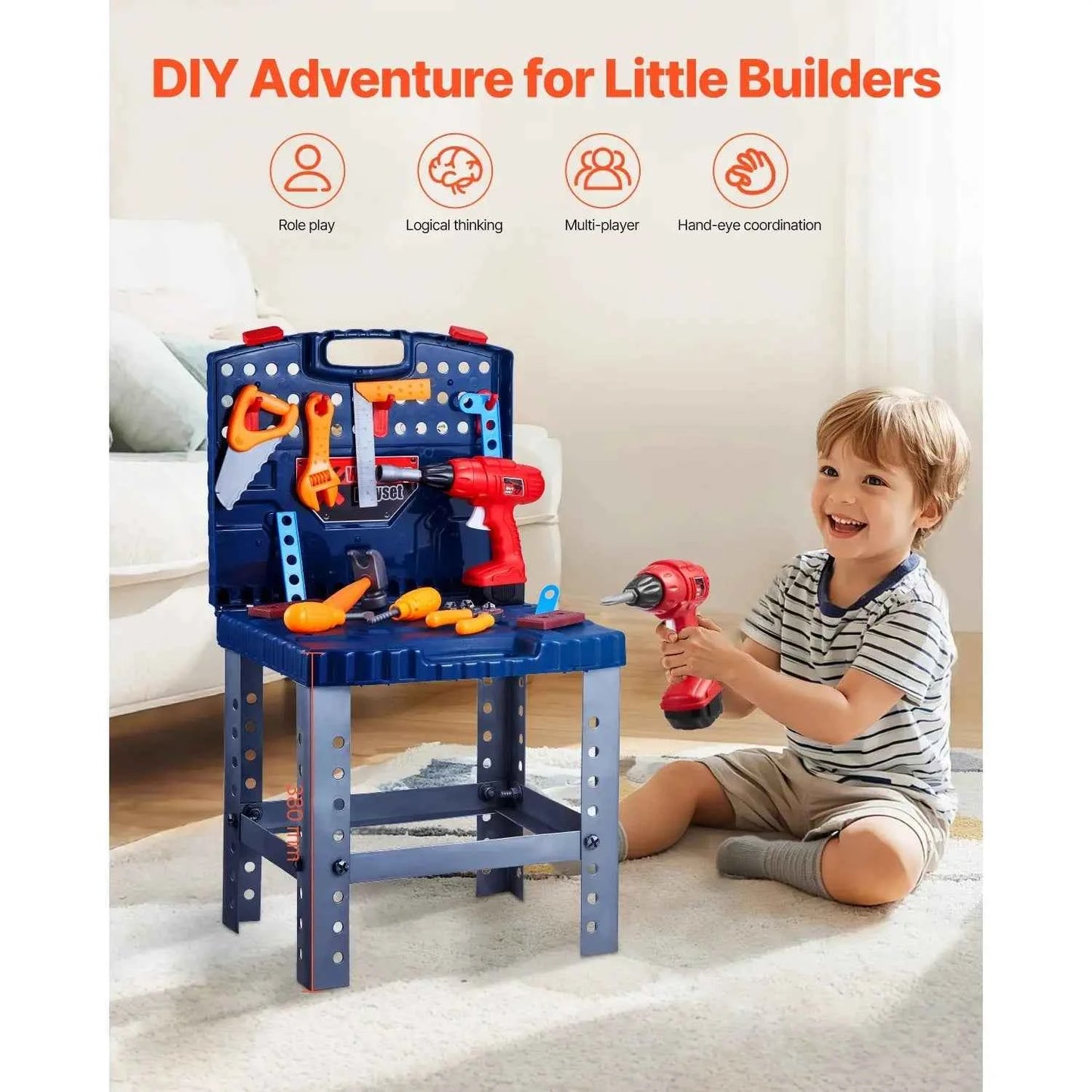 Kids Tool Bench Set 56PCS  – Montessori Pretend Play Construction Toys